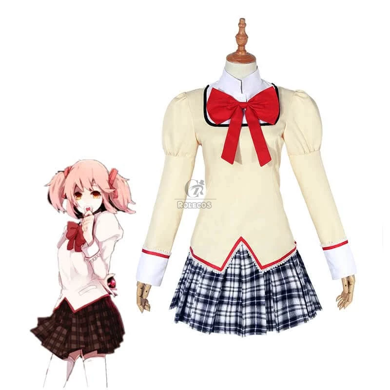 Puella Magi Madoka Magica Yellow School Uniform Cosplay Costumes
