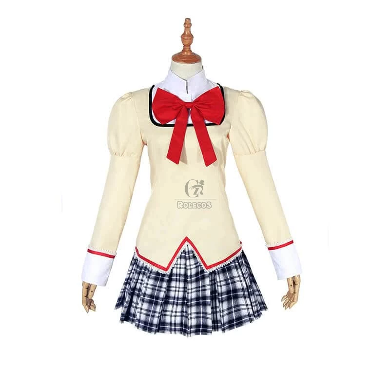 Puella Magi Madoka Magica Yellow School Uniform Cosplay Costumes - Image 2