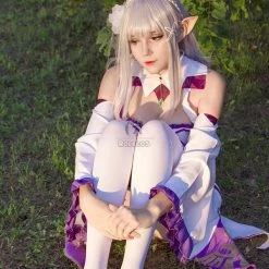 Re:ZERO -Starting Life in Another World Emilia Synthetic Anime Long Grey Cosplay Wigs -Anime Costumes store online rezero starting life in another world emilia synthetic anime long grey cosplay wigs 3