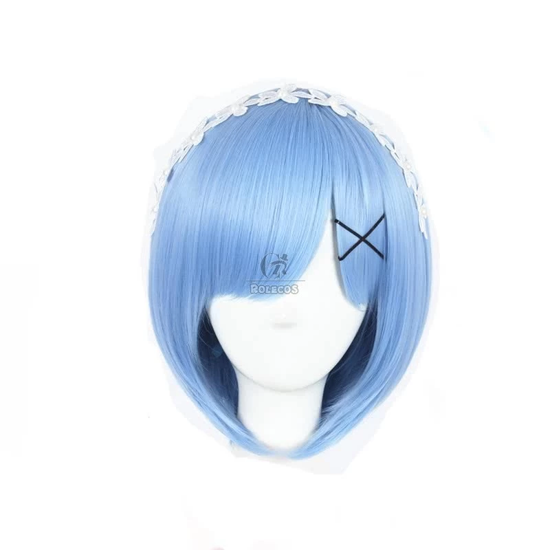 Re:ZERO -Starting Life in Another World Rem Anime Cosplay Wigs Synthetic Wigs Short Light Blue Bob Hair Wigs - Image 3