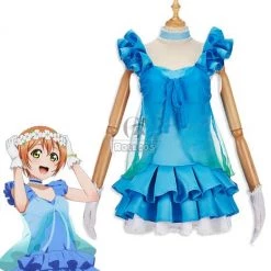 Love Live! Yume No Tobira Rin Hoshizora Blue Anime Coaplay Dress