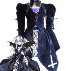 Rozen Maiden Suigintou Lolita Dark Blue Dress Cosplay Costumes