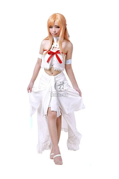 Sword Art Online Kirito ALfheim Online Asuna Yuuki Cosplay Costumes White Suits 5 Sword Art Online Kirito ALfheim Online Asuna Yuuki Cosplay Costumes White Suits - Image 5