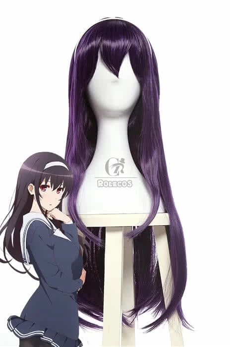 Saenai Heroine no Sodatekata Utaha Kasumigaoka Black Purple Long Straight Women Cosplay Wigs 1 Saenai Heroine no Sodatekata Utaha Kasumigaoka Black Purple Long Straight Women Cosplay Wigs
