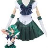 Sailor Moon Sailor Neptune Kaiou Michiru Fighting Uniform Cosplay Costume