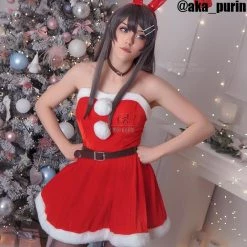 Seishun Buta Yarou wa Bunny Girl Senpai no Yume wo Minai Sakurajima Mai Bunny girl Christmas Cosplay Costume -Anime Costumes store online sakurajima mai bunny girl christmas cosplay costume001