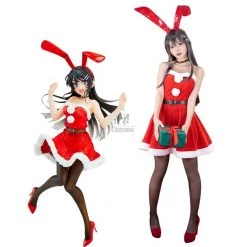 Seishun Buta Yarou wa Bunny Girl Senpai no Yume wo Minai Sakurajima Mai Bunny girl Christmas Cosplay Costume