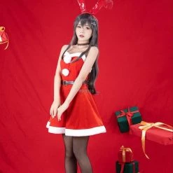 Seishun Buta Yarou wa Bunny Girl Senpai no Yume wo Minai Sakurajima Mai Bunny girl Christmas Cosplay Costume -Anime Costumes store online sakurajima mai bunny girl christmas cosplay costume16