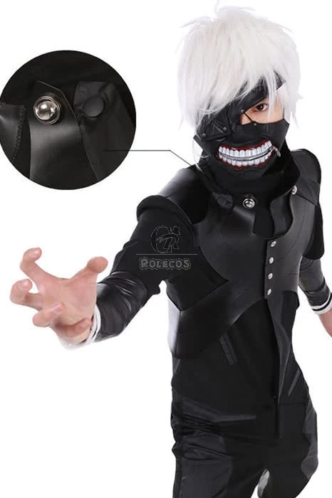 Tokyo Ghouls II Ken Kaneki Cosplay Costume Leather Suit/Hooded Coat 3 Tokyo Ghouls II Ken Kaneki Cosplay Costume Leather Suit/Hooded Coat - Image 3