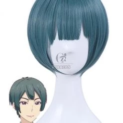 Kiss Him, Not Me Shima Nishina Blue Mixed Green Short Synthetic Cosplay Wigs ML244