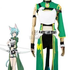 Sword Art Online Asada Shino Green Female Cosplay Costumes