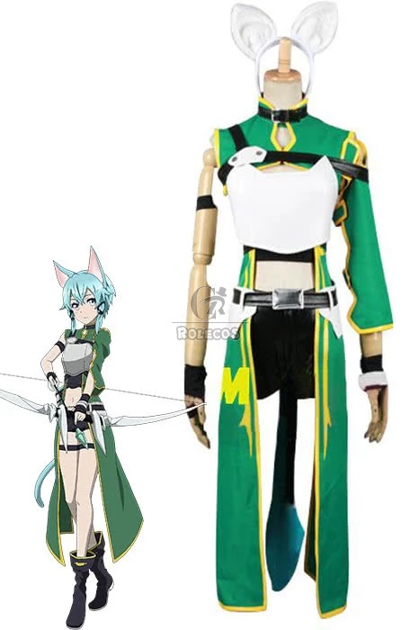 Sword Art Online Asada Shino Green Female Cosplay Costumes 1 Sword Art Online Asada Shino Green Female Cosplay Costumes