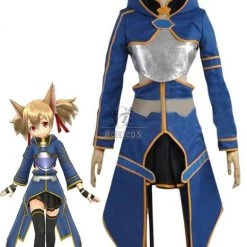 Sword Art Online 2 Ghost Bullet Silica Blue Anime Cosplay Costume