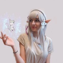 Re:ZERO -Starting Life in Another World Emilia Synthetic Anime Long Grey Cosplay Wigs -Anime Costumes store online sparklepancake ml222 2