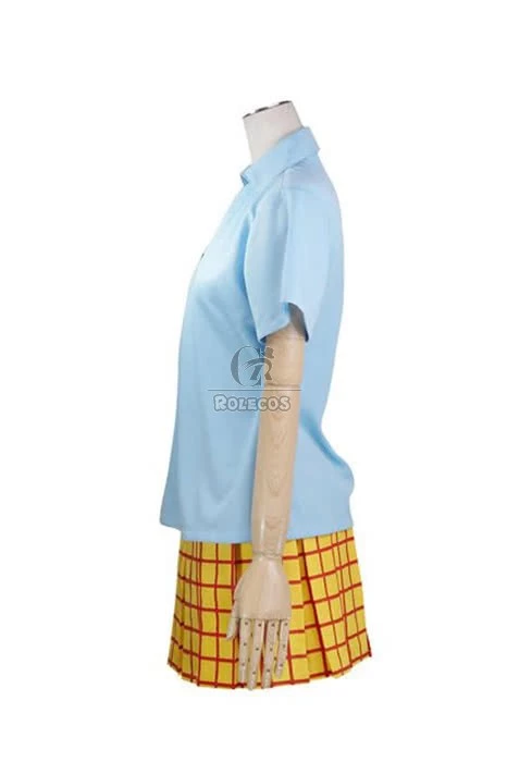 Yowamushi Pedal Sohoku High School Girl's Summer Uniform Blue Cosplay Costume 2 Yowamushi Pedal Sohoku High School Girl's Summer Uniform Blue Cosplay Costume - Image 2