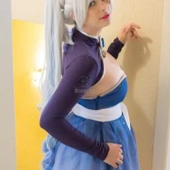 120cm Grey Fade Blue White Trailer Cos Wig With Ponytail -Anime Costumes store online t43y