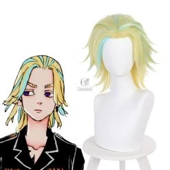 Tokyo Revengers Haitani Rindou Yellow Mixed Green Cosplay wigs