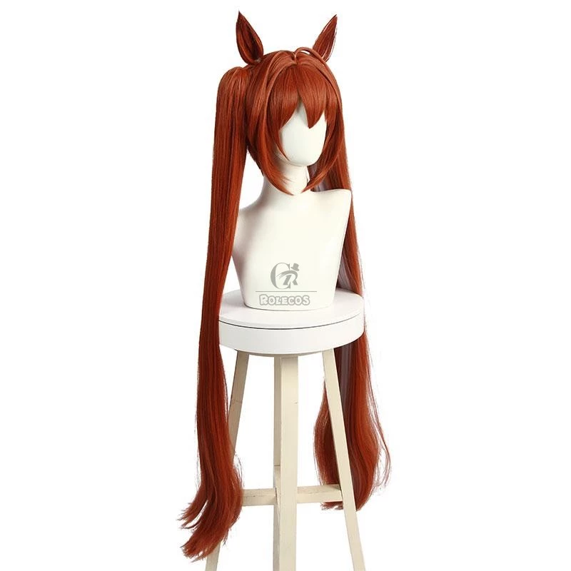 Uma Musume: Pretty Derby Daiwa Scarlet Orange Brown Long Cosplay Wigs With Ears - Image 2
