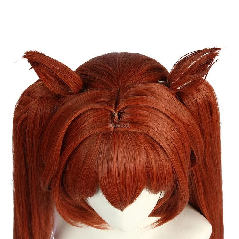 Uma Musume: Pretty Derby Daiwa Scarlet Orange Brown Long Cosplay Wigs With Ears - Image 5