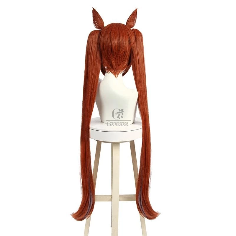 Uma Musume: Pretty Derby Daiwa Scarlet Orange Brown Long Cosplay Wigs With Ears - Image 3