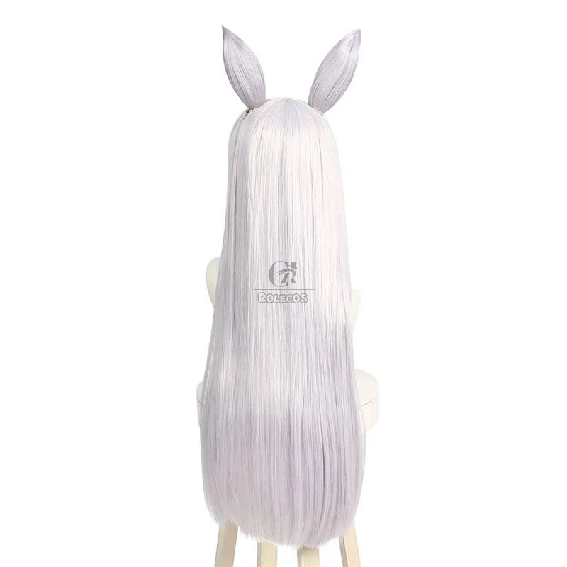 Uma Musume: Pretty Derby Gold Ship White Long Cosplay Wigs With Ears - Image 3