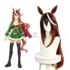Uma Musume: Pretty Derby Symboli Rudolf Brown Mixed Color Cosplay Wigs With Ears