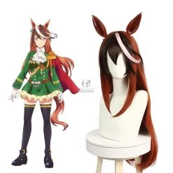 Uma Musume: Pretty Derby Symboli Rudolf Brown Mixed Color Cosplay Wigs With Ears