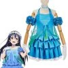 Love Live! Yume No Tobira Umi Sonoda Blue Mixed Green Anime Coaplay Dress