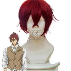 Violet Evergarden Claudia Hoggins Anime Cosplay Wigs Short Wine Red Synthetic Man Wigs