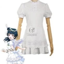 Love Live Sunshine Angel Aqours Unawaken Yoshiko Tsushima White Dress Anime Cosplay Costumes