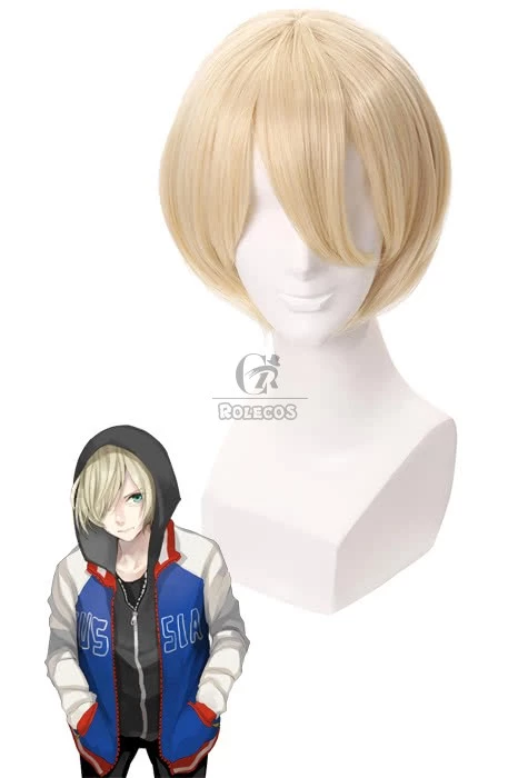 Yuri On Ice Yuri Plisetsky Blonde Short Synthetic Cosplay Wigs 1 Yuri On Ice Yuri Plisetsky Blonde Short Synthetic Cosplay Wigs