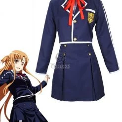 Sword Art Online Yuuki Asuna Student Blue Uniform Cosplay Costume