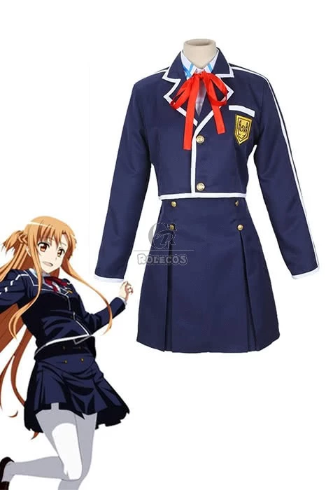 Sword Art Online Yuuki Asuna Student Blue Uniform Cosplay Costume 1 Sword Art Online Yuuki Asuna Student Blue Uniform Cosplay Costume
