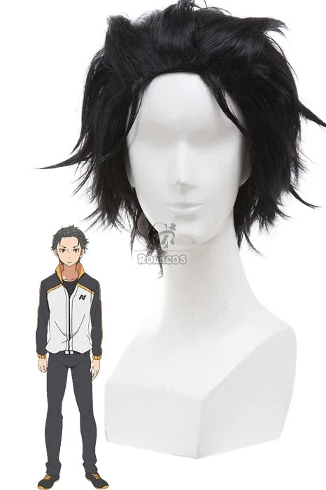 Re:ZERO -Starting Life in Another World Subaru Natsuki Cosplay Wigs Men Short Black Synthetic Hair