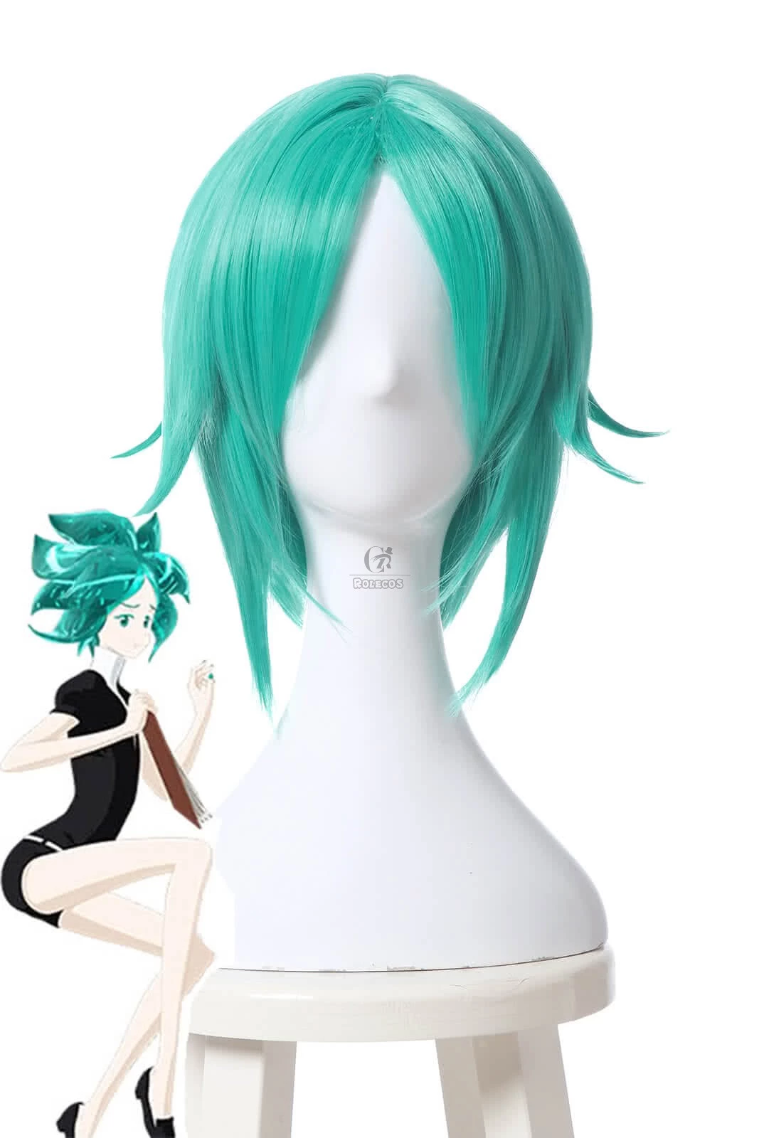 Houseki no Kuni Phos Cosplay Wigs Land of the Lustrous Short Green Synthetic Anime Wigs 1 Houseki no Kuni Phos Cosplay Wigs Land of the Lustrous Short Green Synthetic Anime Wigs