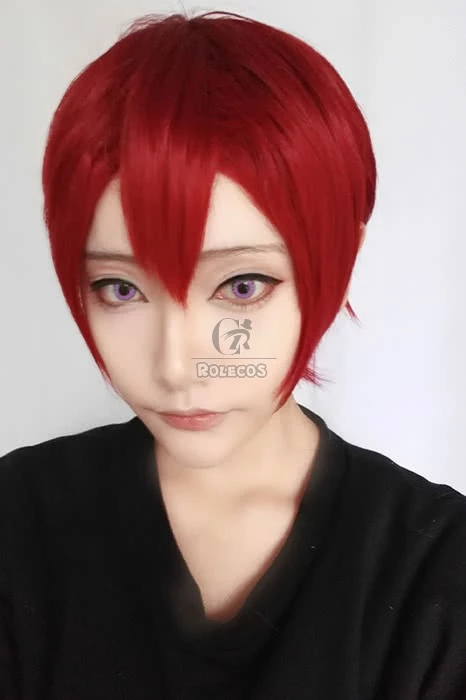 Free!Eternal Summer Rin Matsuoka Claret-red Short Straight Cosplay Wigs 5 Free!Eternal Summer Rin Matsuoka Claret-red Short Straight Cosplay Wigs - Image 5