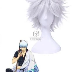 35cm Silver Gray Short Gintama Sakata Gintoki Cosplay Wig